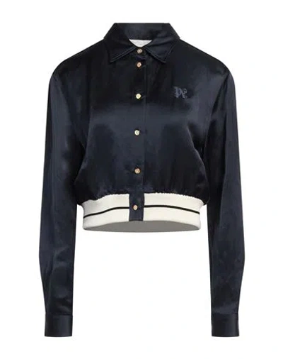 Palm Angels Woman Shirt Navy Size 2 Linen, Viscose, Cotton, Elastane, Polyester In Blue