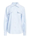 Palm Angels Woman Shirt Sky Blue Size 6 Cotton In Blue