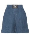 Palm Angels Woman Shorts & Bermuda Shorts Blue Size Xxs Linen, Cotton In Blue