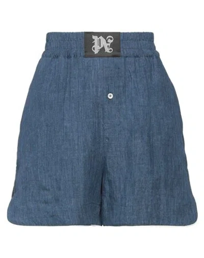 Palm Angels Woman Shorts & Bermuda Shorts Blue Size Xxs Linen, Cotton