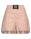 Palm Angels Printed Pattern Linen Blend Shorts In Pink