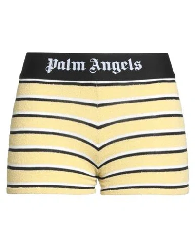 Palm Angels Woman Shorts & Bermuda Shorts Yellow Size L Cotton, Polyamide, Polyester, Elastane