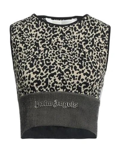 Palm Angels Woman Sweater Beige Size L Polyester, Polyamide, Elastane