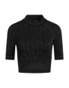 Palm Angels Lurex Knit Top With Monogram Tops Black In Black