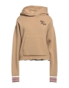 Palm Angels Camel-coloured Sweatshirt In Wool In Beige