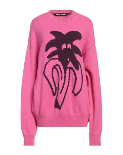 Palm Angels Woman Sweater Fuchsia Size M Wool, Viscose, Polyamide, Cashmere, Polyester In Pink
