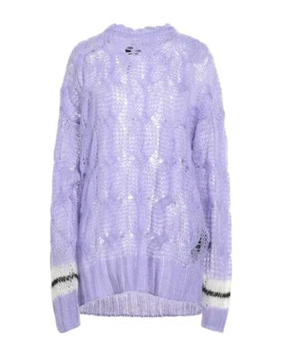 Palm Angels Woman Sweater Lilac Size L Mohair Wool, Polyamide, Wool, Polyester In Purple
