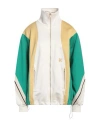 Palm Angels Monogram Colorblock Track Jacket In Beige