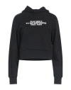 Palm Angels Cropped Black Pullover Hoodie With Front Kangaroo Pocket In Black