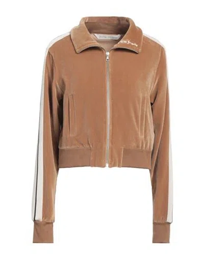 Palm Angels Woman Sweatshirt Camel Size M Cotton, Polyamide, Elastane, Polyester In Beige