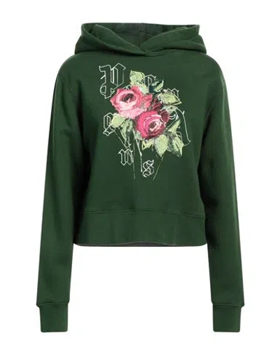Palm Angels Woman Sweatshirt Dark Green Size M Cotton, Elastane, Wool, Acrylic