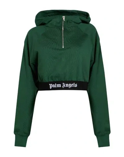 Palm Angels Woman Sweatshirt Green Size Xs Cotton, Elastane, Polyamide, Polyester