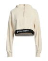 Palm Angels Woman Sweatshirt Ivory Size M Cotton, Elastane, Polyamide, Polyester In White
