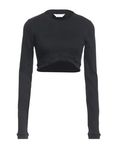 Palm Angels Fitted Cotton Blend Ribbed T-shirt In Black