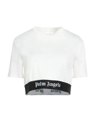 PALM ANGELS PALM ANGELS WOMAN T-SHIRT IVORY SIZE L COTTON, POLYAMIDE, POLYESTER, ELASTANE