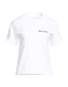 Palm Angels White Fitted Crewneck T-shirt With Emboridered Logo In White
