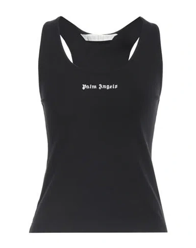 Palm Angels Stretch Ribbed Cotton Tank With Cut-out Detailing In Black