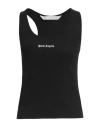 Palm Angels Logo Ribbed Tank Top In Black