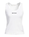 Palm Angels Logo-embroidered Ribbed Tank Top In White