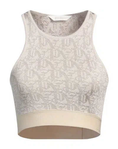 Palm Angels Woman Top Beige Size L Viscose, Polyester, Polyamide