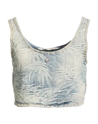 Palm Angels Woman Top Blue Size L Cotton