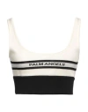Palm Angels Intarsia-knit Logo Bra Top In White