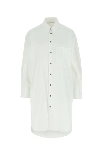 Palm Angels Woman White Poplin Shirt Dress