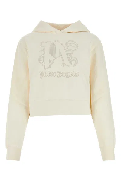 Palm Angels Ivory Cotton Sweatshirt In White