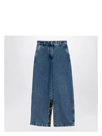 Palm Angels Women's Baggy Jeans With Jungle Insert