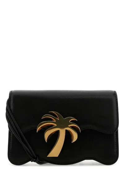 Palm Angels Women Black Leather Mini Palm Beach Crossbody Bag