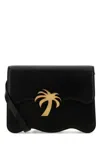 Palm Angels Women Black Leather Palm Beach Crossbody Bag In Black