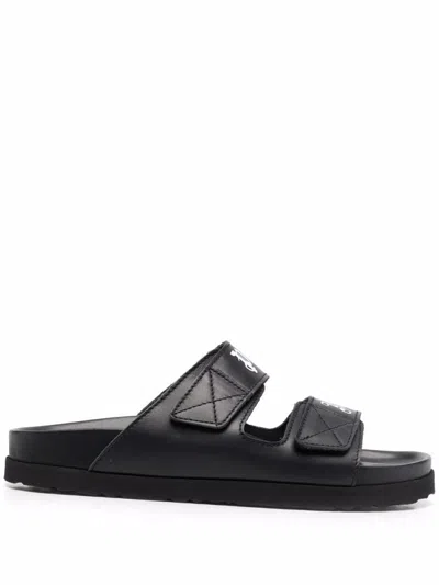 Palm Angels Black Logo Double-strap Sandals