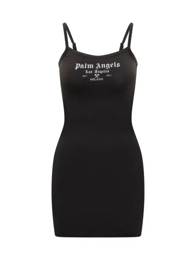 Palm Angels Women Black Logo Scoop Neck Mini Dress, Xs Luxury Dresses For Women Darveys