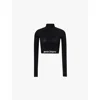 Palm Angels Slim-fit Mock-neck Jersey Top In Black