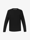 Palm Angels Womens Black White Oversized Logo-print Cotton-jersey T-shirt In Black