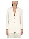 Palm Angels Knitted Tape-detail Blazer In White