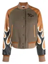 Palm Angels Flame-print Varsity Jacket In Multiple Colors