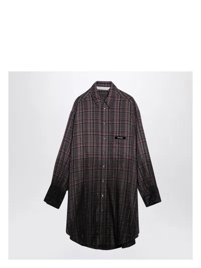 PALM ANGELS WOMEN'S CHECKERED CHEMISIER DRESS WITH LOGO