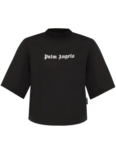 Palm Angels Women Classic Logo Cropped T-shirt In Black