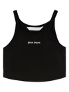 Palm Angels Black Cotton Cropped Top In Black