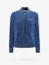 Palm Angels Women Cotton Sweatshirt With Embroidered Logo In Blue