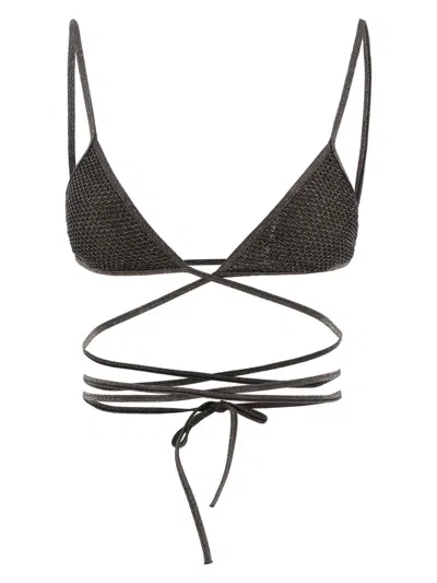 PALM ANGELS WOMEN'S "CRISS CROSS" LUREX BIKINI TOP