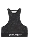 Palm Angels Classic Logo Cropped Lurex Top In Black