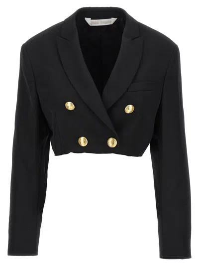 Palm Angels Boyfriend Blazer In Polyester-wool Blend In Transparent