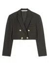 Palm Angels Double-breasted Cropped Blazer With Gold Button Accents In Black