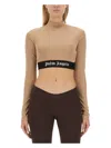 Palm Angels Women's Cropped Top With Logo In Beige