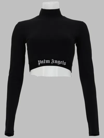 Palm Angels Black Classic Logo Long-sleeved Mockneck T-shirt