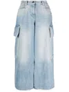 Palm Angels Blue Wide-leg Jeans In Blue