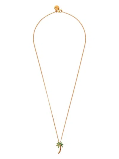 PALM ANGELS WOMEN'S GOLD-TONE LOGO PENDANT NECKLACE