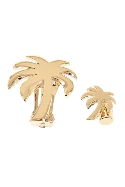Palm Angels Women Golden Palm Tree Stud Earrings In Transparent